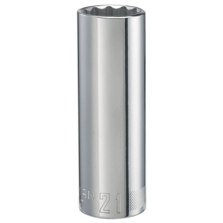 CRAFTSMAN CMMT44447 deep socket, chrome finish, upright on white background, front angle.