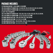Photo of Craftsman socket and ratchet set with hex keys, CMMT45071, laid out on white background, graphics category.
