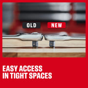 Craftsman graphics CMMT45309 showing side view comparison of old and new ratchets, highlighting easy access in tight spaces.