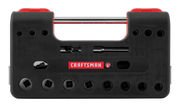 Front angle photo of Craftsman socket set in black case, SKU CMMT45753V, with red accents and visible sockets.