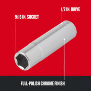 Craftsman 9/16 in. socket, 1/2 in. drive, full-polish chrome finish, graphics angle, CMMT45932.