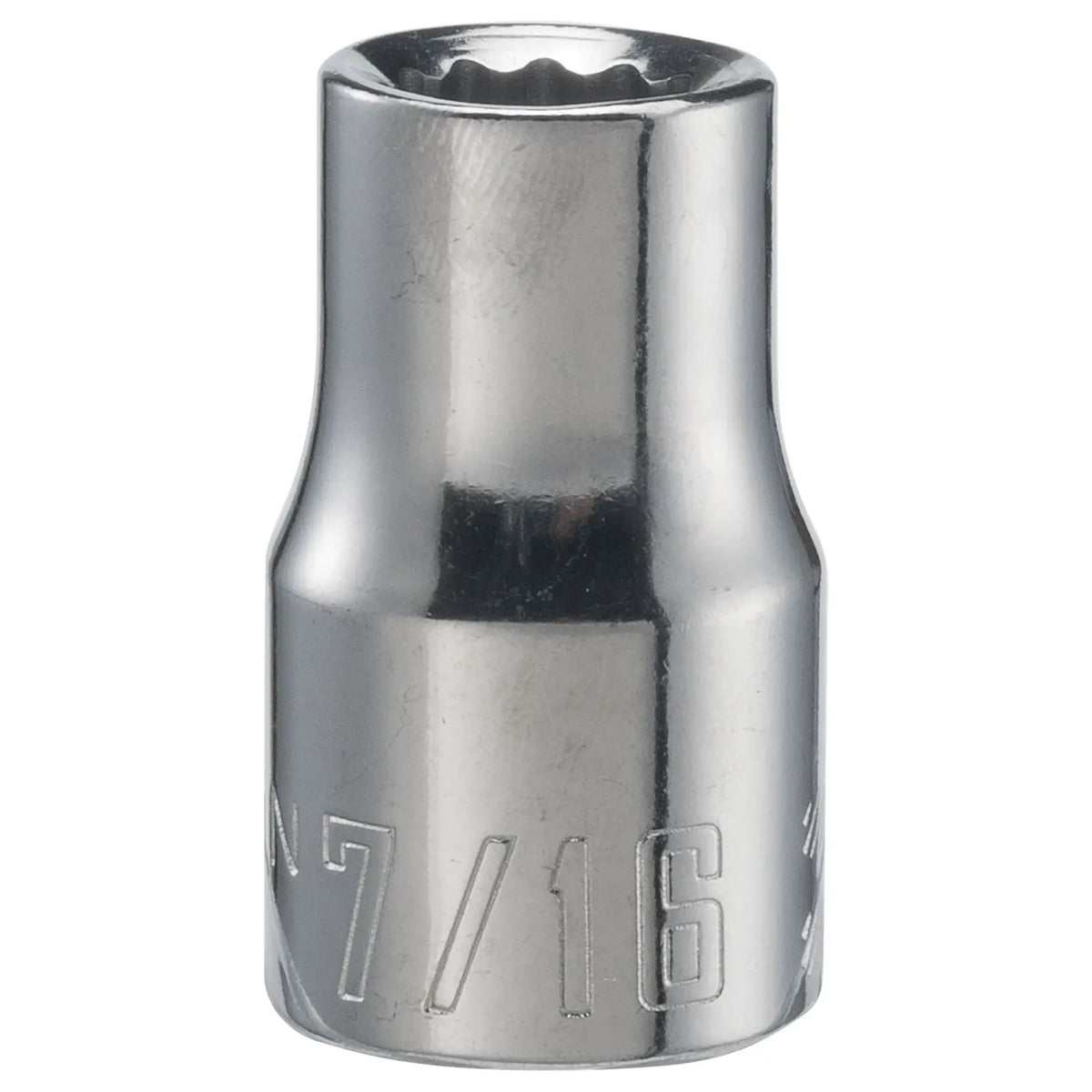 Craftsman 7/16 inch chrome socket, SKU CMMT47501, straight-on white background.