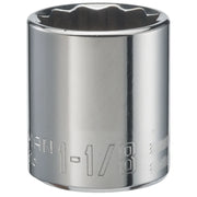 Photo of Craftsman CMMT47516 chrome socket, 1-1/8 inch, front angle, tool accessory on white background.