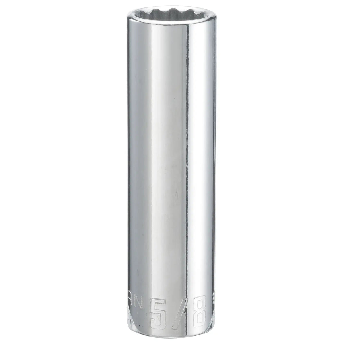 CRAFTSMAN CMMT47523 chrome deep socket, 5/8 inch, photographed upright on white background.