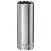 Craftsman deep socket 7/8 inch chrome finish, SKU CMMT47528, tool photo on white background, front angle.