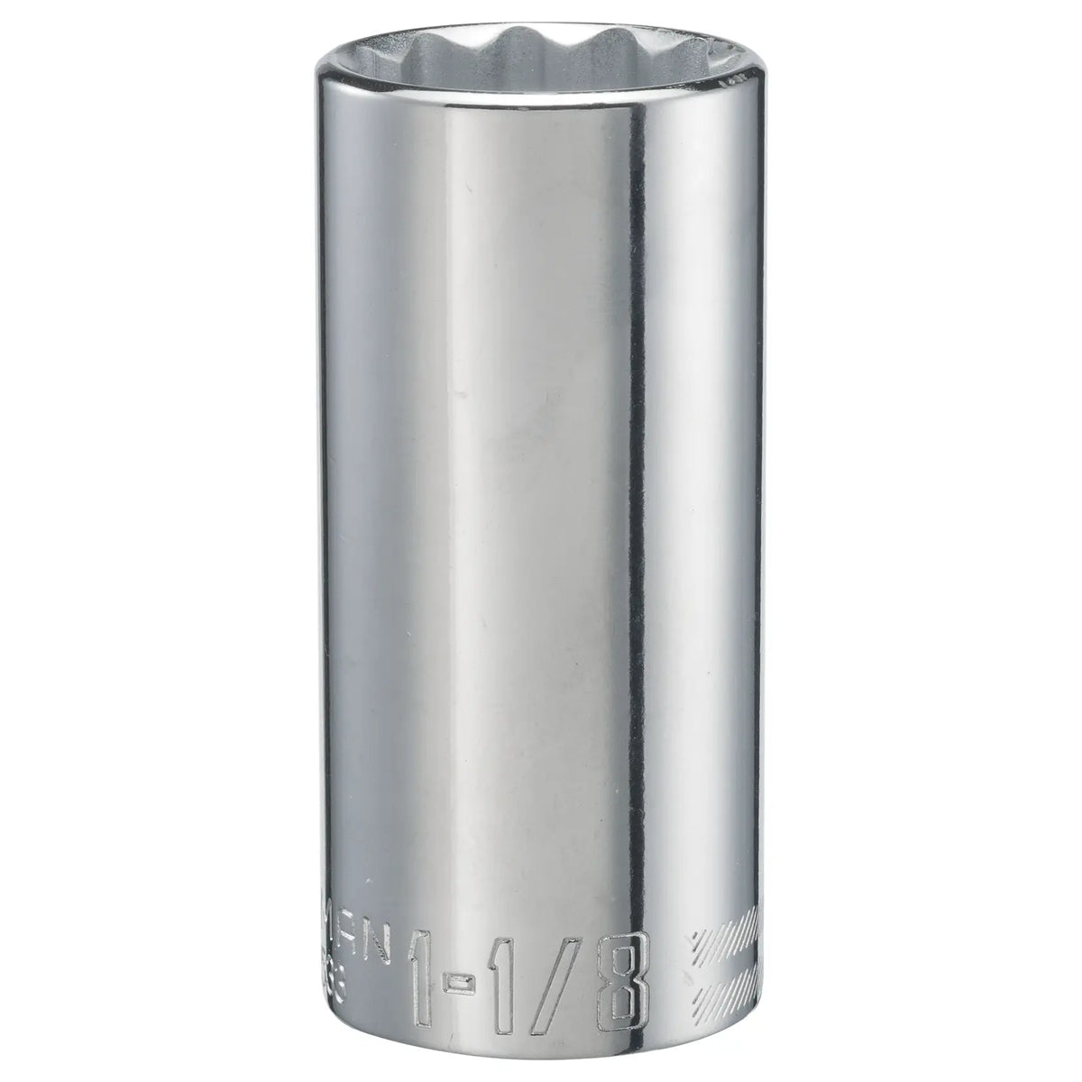 Craftsman chrome deep socket 1-1/8 inch front angle, SKU CMMT47533, tool accessory for ratchets.