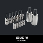 Craftsman Torx bit socket set CMMT49294, chrome finish, front angle, designed for Torx fasteners.