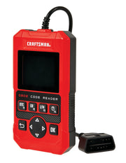Photo of Craftsman code reader CMMT77693, red handheld automotive diagnostic tool, angled on white background.