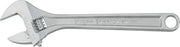Photo of Craftsman adjustable wrench CMMT81624, silver metal, side view on white background.