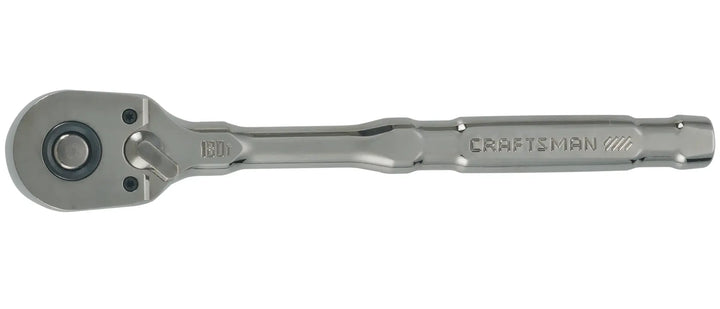 A metal ratchet wrench with a polished finish, featuring the brand name 'CRAFTSMAN' engraved on the handle.