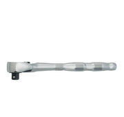 Photo of CRAFTSMAN ratchet wrench, chrome finish, knurled handle, side view, SKU CMMT86503V.