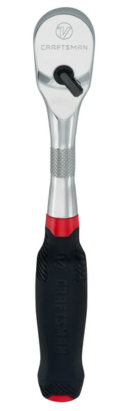 Photo of Craftsman ratchet wrench with black and red handle, SKU CMMT86504V, tool category, front view on white background.