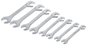 Photo of Craftsman wrench set, SKU CMMT94308, eight chrome open-ended wrenches arranged diagonally, white background.