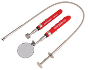 Photo of Craftsman inspection tool set CMMT98276 with red handles, mirror, claw, and flexible shafts, front angle.