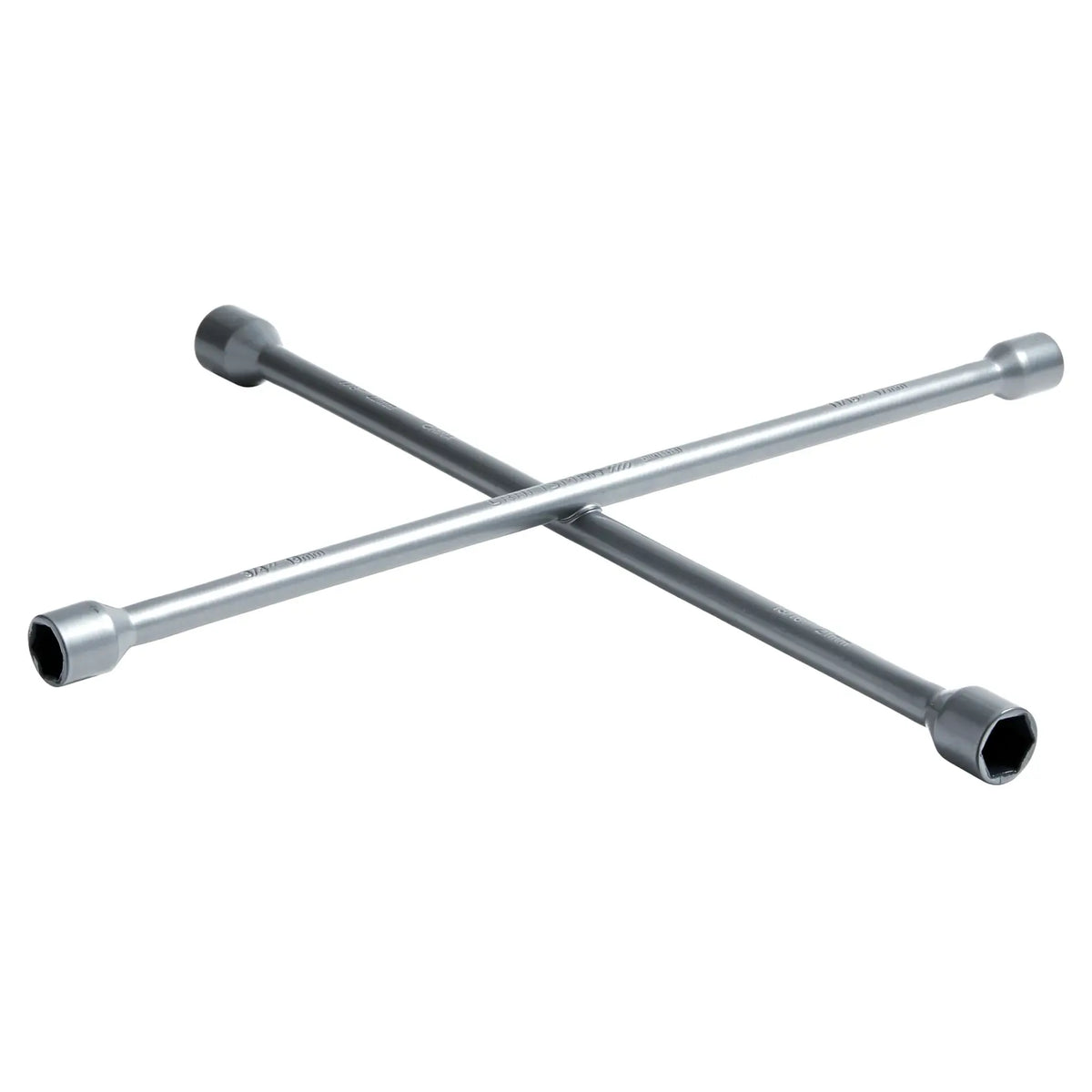 Photo of Craftsman cross wrench, silver color, SKU CMMT98281L, automotive tool, angled on white background.