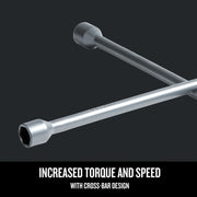 CRAFTSMAN CMMT98281L cross-bar socket wrench showing chrome finish and dual-head design, angled on black background.