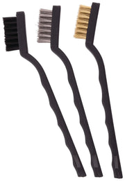 Photo of CRAFTSMAN CMMT98312 wire brush set, three brushes with black handles, front angle.