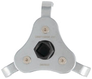 Photo of Craftsman adjustable oil filter wrench, silver finish, SKU CMMT98352, top angle on white background.
