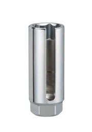Photo of Craftsman CMMT98372 spark plug socket, chrome finish, vertical angle, with side opening for wire access.