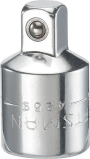 Photo of Craftsman CMMT99222 chrome socket adapter, front angle on white background.