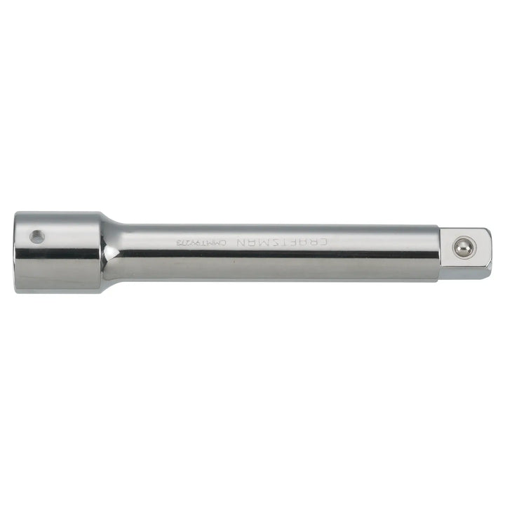 Photo of Craftsman socket extension bar, SKU CMMT99273, chrome finish, side angle on white background.