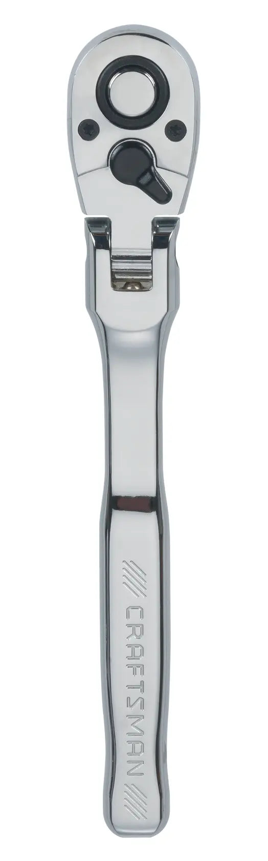 CRAFTSMAN CMMT99429 chrome ratchet wrench, straight handle, top-down view, white background.