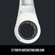 Close-up of Craftsman 72-tooth ratcheting box end wrench head, SKU CMMT99755, on black background.