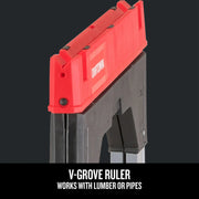 Craftsman red V-groove ruler for lumber or pipes, graphics category, SKU CMST11031, angled view.