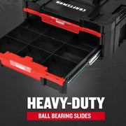 Craftsman CMST17804 black and red tool organizer drawer with divided compartments, heavy-duty ball bearing slides.