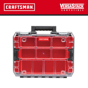 Photo of Craftsman red and clear plastic organizer case with handle, front angle, CMST17817.