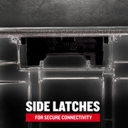 Craftsman side latches detail for secure connectivity, close-up graphic, CMST17817 product.