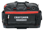 Front view of CRAFTSMAN VersaStack XL tool bag, black with red accents, SKU CMST21450, on white background.