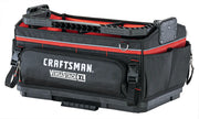 Photo of CRAFTSMAN tool bag VersaStack XL, black and red, SKU CMST21451, side angle on white background.
