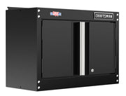 Craftsman black wall cabinet with sliding doors, angled view, CMST21802BK.