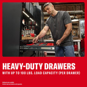 CRAFTSMAN heavy-duty drawers with up to 100 lbs capacity. SKUs: 0-29-808, CMST32603WG, CMST32603RB, CMST32603BG.
