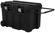 Craftsman CMST37025-3CR22 rolling black tool chest with metal latches and extended handle, side angle photo