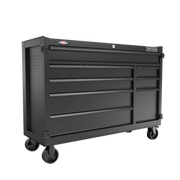 Photo of a black Craftsman rolling tool cabinet CMST98262BK with multiple drawers, side angle, white background.
