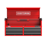 Front view photo of Craftsman red tool chest with drawers and pegboard, SKU CMST98272RB.