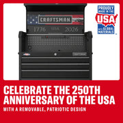 Craftsman tool chest CMST98283P front view with USA 250th anniversary patriotic graphic design.