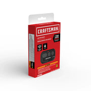 Photo of Craftsman 3 button remote in red box packaging, product type graphics, front left angle, CMX363.