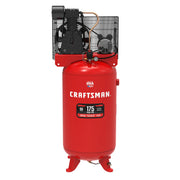 Front view photo of Craftsman red air compressor, 80-gallon, model CMXECXM803.