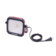 Photo of Craftsman LED work light with power cord, SKU CMXELAYMPL1032, front angle on white background.