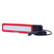 Craftsman CMXELAYMXL2089 red LED work light with outlets and USB ports, front angle, white background.