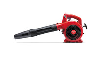 Photo of Craftsman gas leaf blower CMXGAAM204101, red and black, side angle, on white background.
