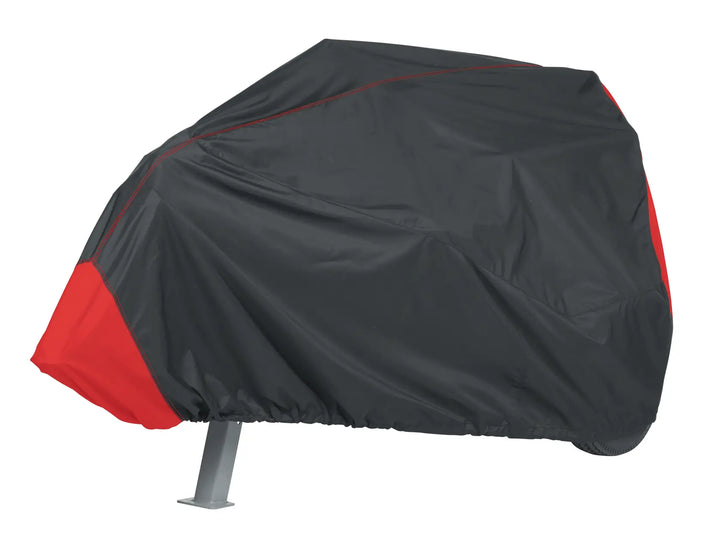 Craftsman mower cover CMXGZAA52002601, black and red, front angle on white background.