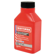 Photo of CRAFTSMAN 2-cycle synthetic blend engine oil, red bottle, front angle, SKU CMXGZAM000066.