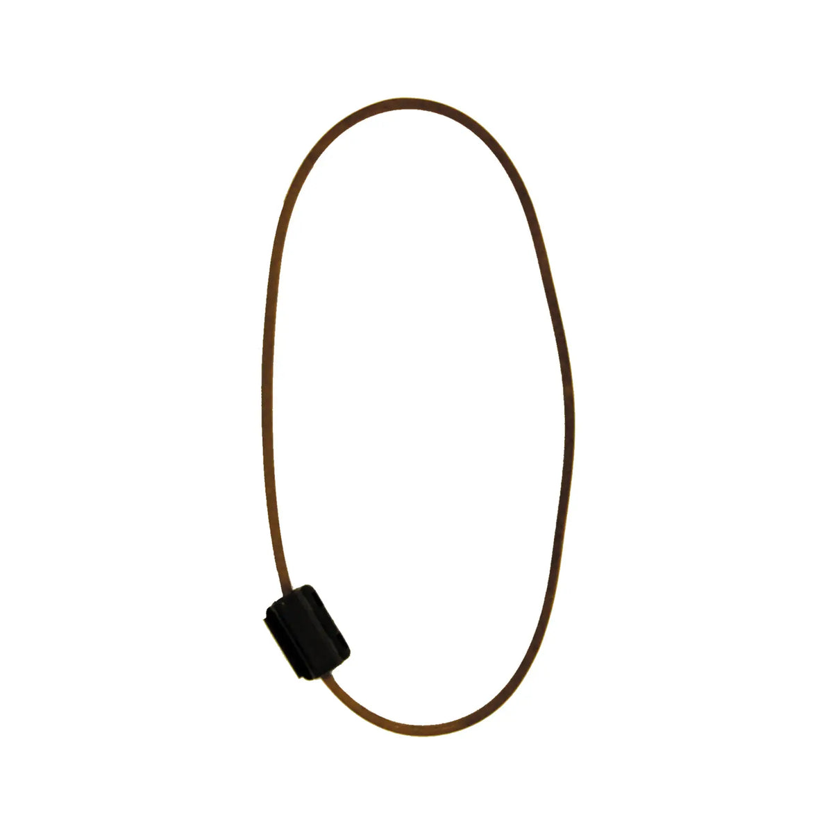 Craftsman CMXGZAM501054 brown lawn mower belt with black connector, top view on white background.