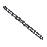 Photo of Craftsman chainsaw chain, black and silver, model CMXGZAM700115, top view on white background.