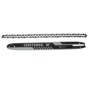 Photo of Craftsman 18-inch chainsaw bar and chain, model CMXGZAM700127, on white background.