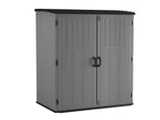 Craftsman gray outdoor storage cabinet with double doors and black top, front angle, CMXRCSCBMSC6252.